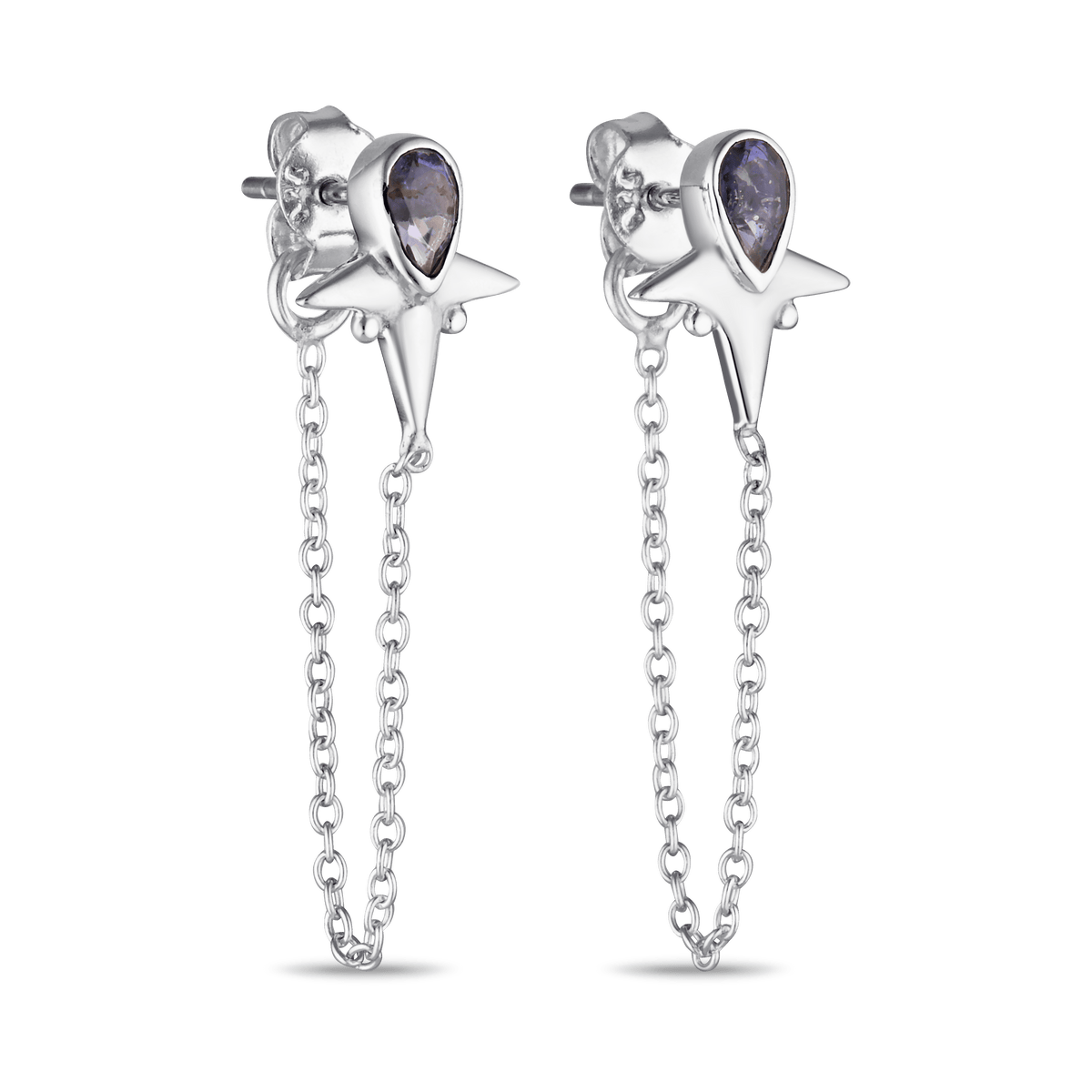 Little Star Chain Stud / Iolite / Silver – Kyoti